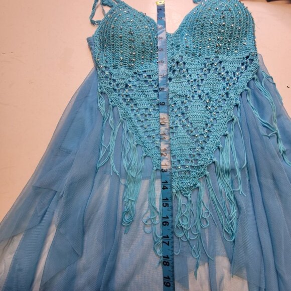 Belly Dance Top Sequin Tank Top Spaghetti Strap Top Tunic Size XS or S - Picture 8 of 9